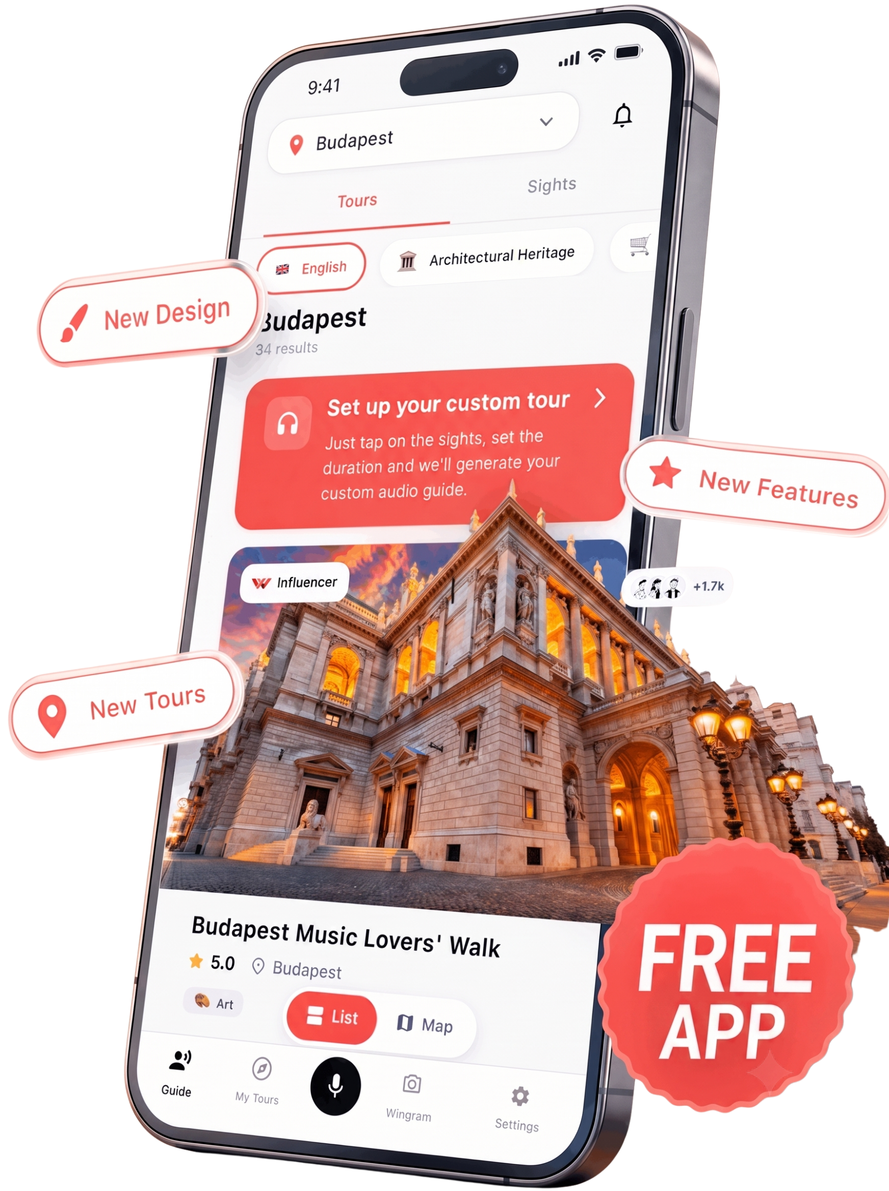 wingman city guide app mockup