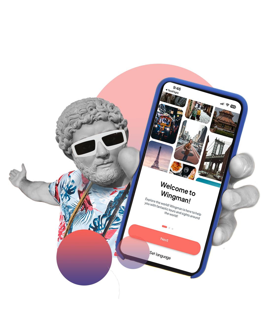 Wingman app showing a self-guided audio walk